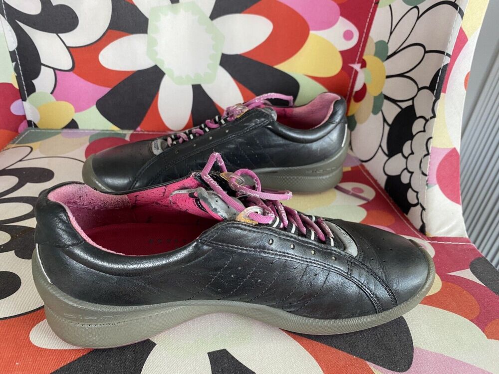 ECCO Biom Hybrid Hydromax Women’s Golf Shoe Leather Black Pink EU 37 US 6.5-7